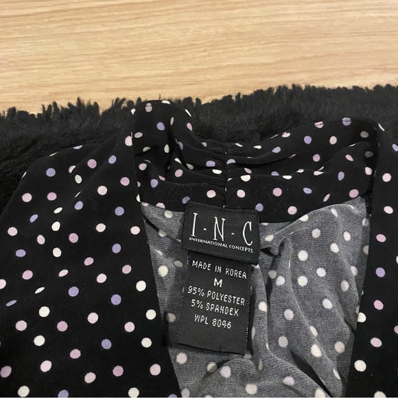 Size M Y2K Black Front Wrap Tank Top With Polka Dots - Picture 3 of 4